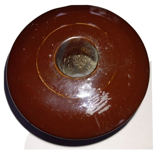 Vintage 2 Porcelain Brown  Spool insulators No Id Markings 3" x 2-7/8" - Picture 6 of 6